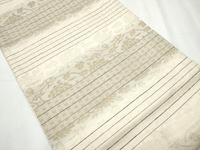 平和屋着物○両方向 両面 全通柄袋帯 櫛織 花丸文 金銀糸 正絹 逸品