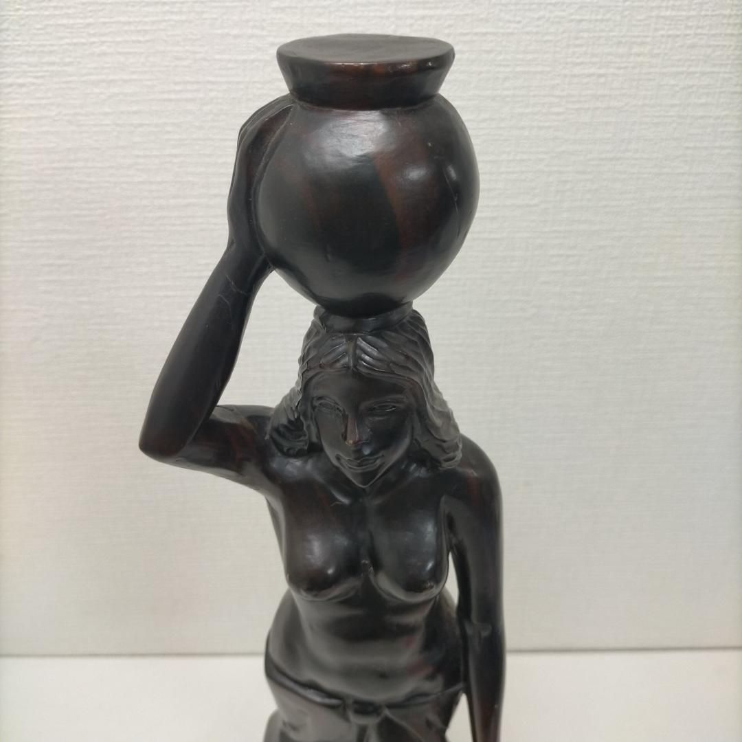 石造 アンティーク オブジェ インテリア 女性 置物 ビンテージ アンティーク調 女性像 オブジェ 置物 彫刻 ブラック 人物像 民芸風