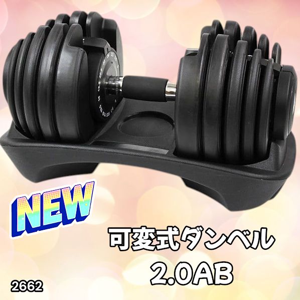 2662 可変式 アジャスタブル ダンベル 24kg 単品 1秒で重量変化 15段階