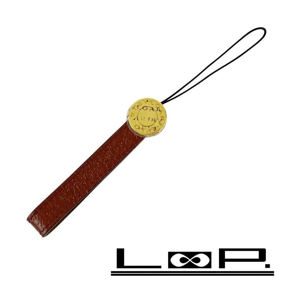 【BIGお買い物ラリー★30%OFFセール中】ブルガリ BVLGARI ストラップビーゼロワン ゴールド×ライトブラウン レディース 中古 ブルガリ □未使用□ ビーゼロワン 携帯 ストラップ レザー ブラウン