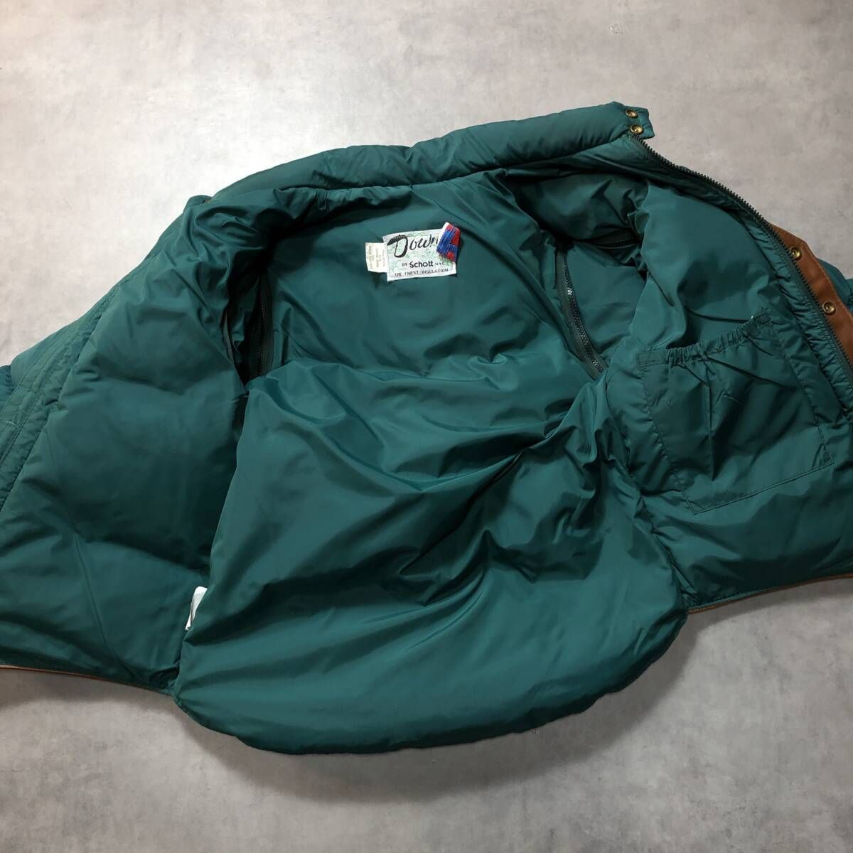 GQ4590◇Down by Schott : USA製 レザーベストレイヤード 2way ダウン