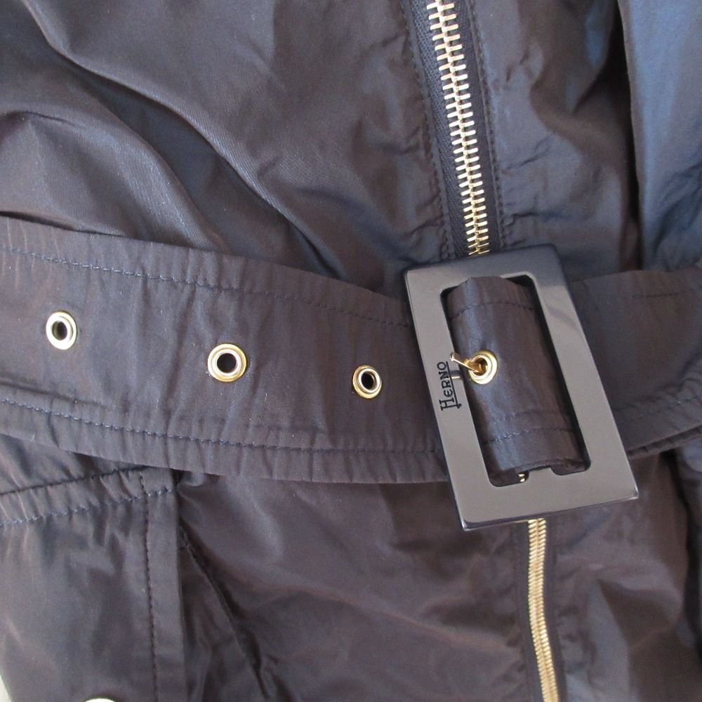 美品 HERNO ヘルノ ナイロン モッズコート 46サイズ ネイビー