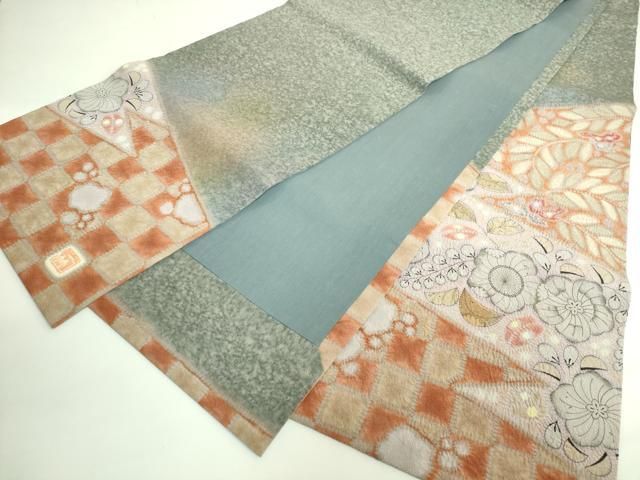 平和屋本店○最高級 初代 久保田一竹 幻の辻が花 太鼓柄袋帯 共箱付き