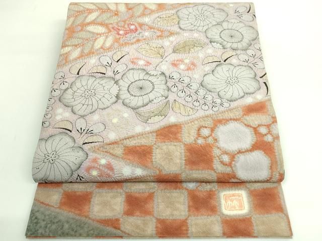 平和屋本店○最高級 初代 久保田一竹 幻の辻が花 太鼓柄袋帯 共箱付き