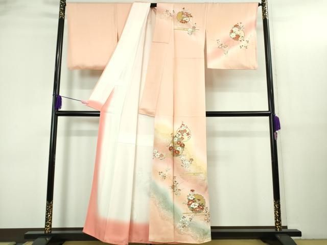 平和屋本店○極上 創業460年・千總 訪問着 雪輪草花文 虹色地 暈し染め