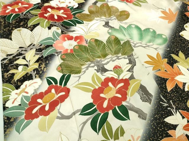 平和屋本店●極上　男性　風通御飯　草木染　くるみ　変わり市松　反端付き　逸品　DZAB2428kh6 平和屋本店○極上 創業460年・千總 振袖 駒刺繍 松 楓 椿 暈し染め