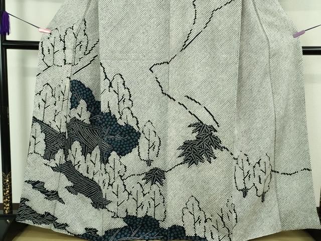 平和屋本店○希少 創業460年・千總 訪問着 本疋田絞り 総絞り 風景樹林