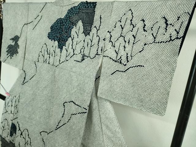 平和屋本店○希少 創業460年・千總 訪問着 本疋田絞り 総絞り 風景樹林