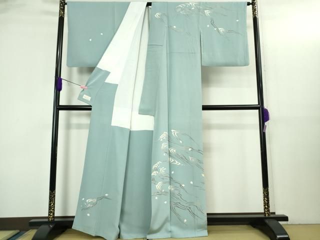 平和屋本店○極上 本加賀友禅作家 松井眞夫 訪問着 川波こぼれ桜