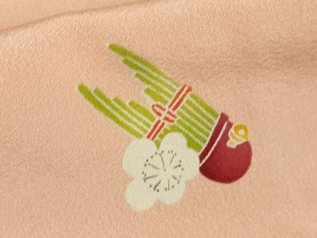 平和屋本店●極上　銀座　志ま亀　小紋　楽器花文　鼓　笙　太鼓　一斤染色地　たとう紙付き　逸品　DZAB3435kh6 平和屋本店○極上 銀座 志ま亀 小紋 楽器花文 鼓 笙 太鼓 一斤染色地