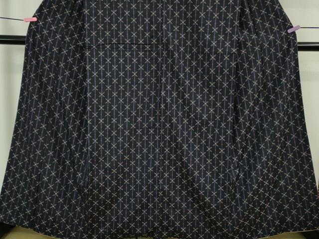 平和屋本店○極上 本場琉球 読谷山花織 紬地 濃藍色地 逸品