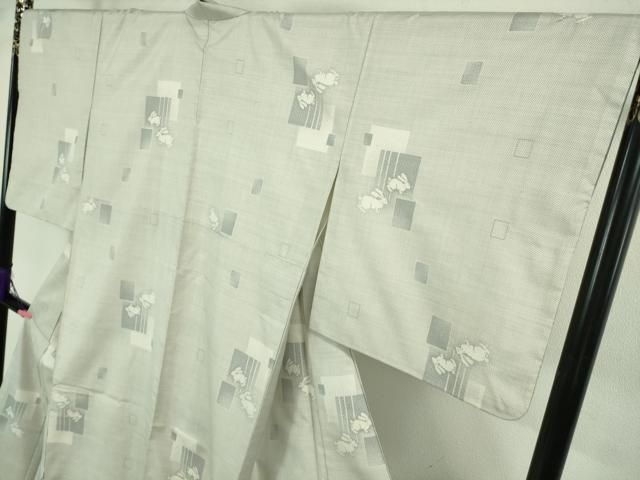 平和屋本店○極上 本場大島紬 白大島 9マルキ 兎 うさぎ 逸品