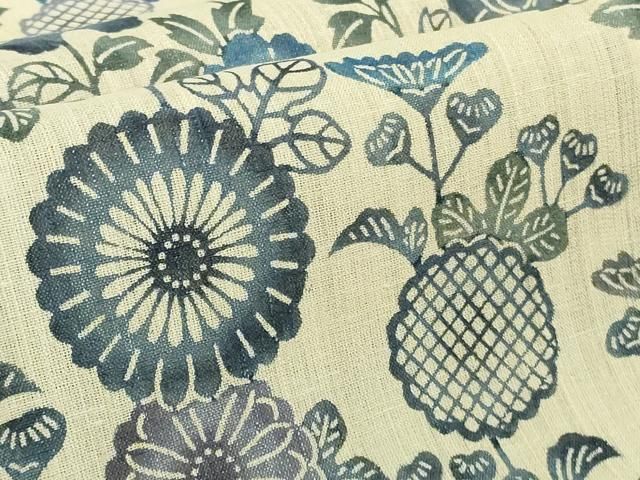 平和屋本店＊極上　夏物　本場琉球紅型　紗紬　訪問着　花鳥文　逸品　DZAB3470kh6 平和屋本店＊極上 夏物 本場琉球紅型 紗紬 訪問着 花鳥文 逸品