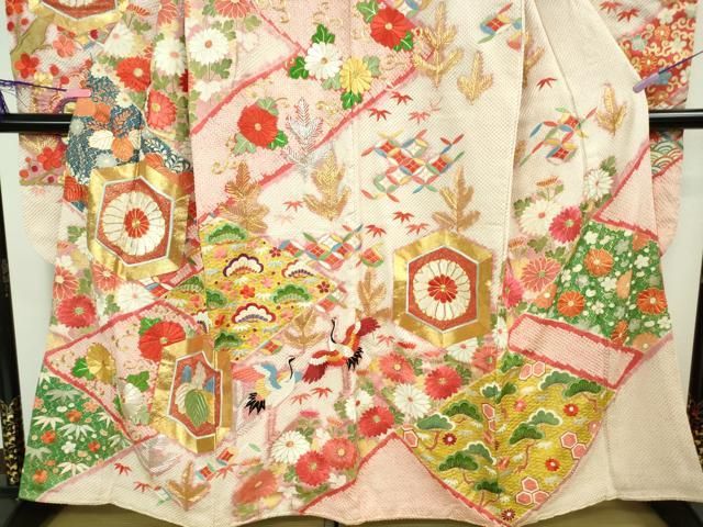 平和屋本店○極上 アンティーク 大正ロマン 振袖 駒刺繍 絞り 今様慶長