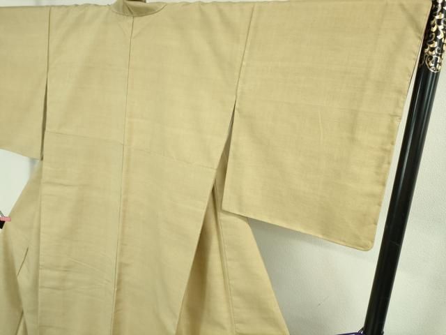 平和屋本店○極上 本場結城紬 重要無形文化財 色無地 浅黄色 逸品