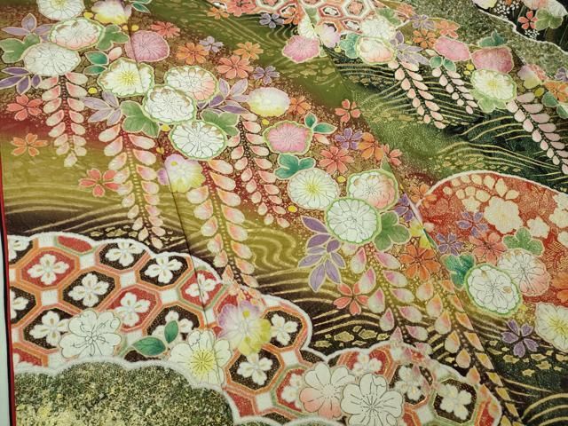 平和屋本店●極上　ブライダルファッションデザイナー・桂由美　振袖　辻が花　暈し染め　金彩　金通し地　逸品　DZAB3504kh6 平和屋本店○極上 ブライダルファッションデザイナー・桂由美 振袖