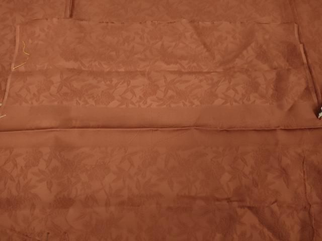 平和屋本店○極上 紋屋井関 御寮織 色無地 お召地 鳳凰笹地紋 肉桂色