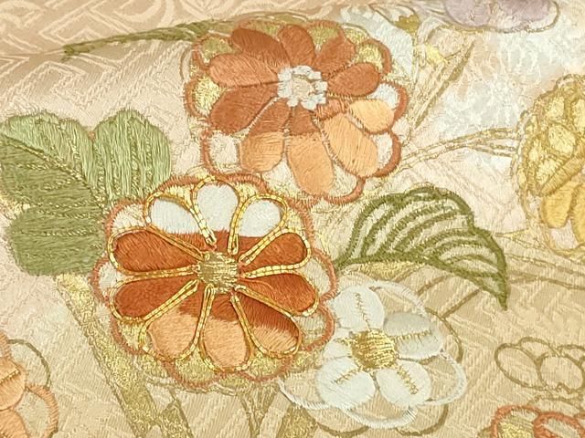 平和屋本店○極上 創業460年・千總 訪問着 駒刺繍 草花文 金彩 小田急