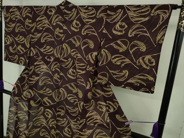 平和屋本店＊極上 夏物 銀座 志ま亀 小紋 絽 紫紺色地 たとう紙付き