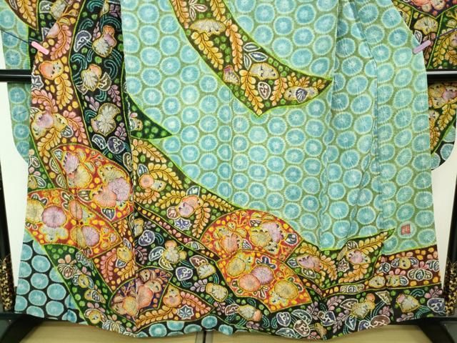 平和屋本店■極上　樋熊哲也　振袖　辻が花　総絞り　手描き　銀通し地　逸品　未使用3s5057 平和屋本店○極上 樋熊哲也 辻が花 絞り 手描き 振袖 束ね熨斗 銀通し