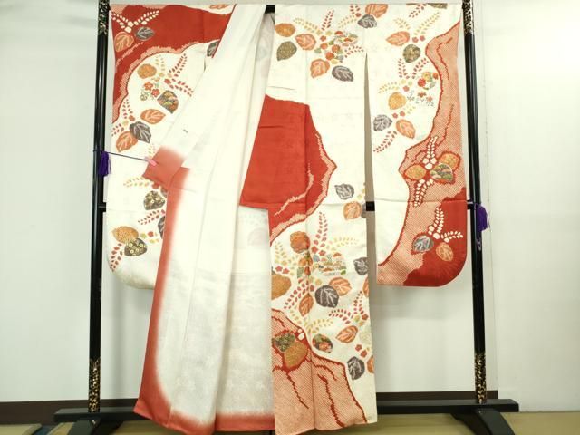 平和屋本店○極上 創業460年・千總 振袖 刺繍 絞り 桐花吉祥文 金彩