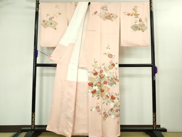 平和屋本店○極上 創業460年・千總 訪問着 駒刺繍 地紙橘吉祥花文 虹色
