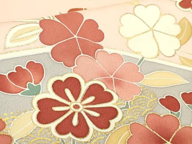 平和屋本店●極上　創業460年・千總　訪問着　駒刺繍　地紙橘吉祥花文　虹色地　金彩　高島屋扱い　逸品　DZAB3552kh6 平和屋本店○極上 創業460年・千總 訪問着 駒刺繍 地紙橘吉祥花文 虹色