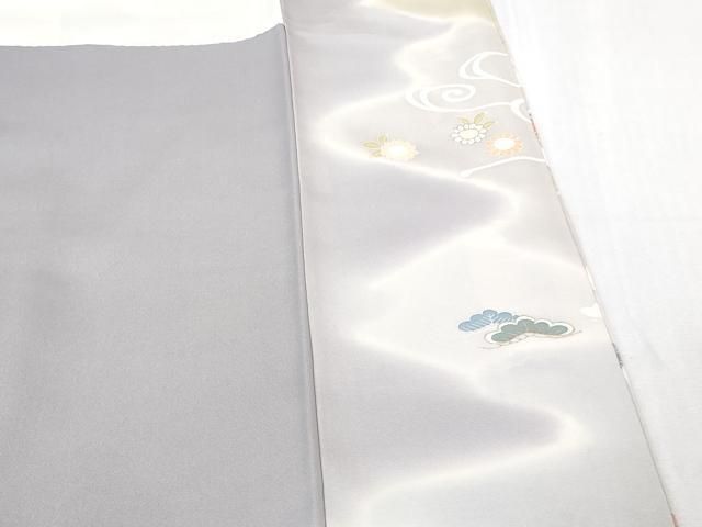 平和屋本店●極上　創業460年・千總　訪問着　駒刺繍　貝桶吉祥花文　藤鼠色地　暈し染め　金彩　三越扱い　逸品　DZAB3553kh6 平和屋本店○極上 創業460年・千總 訪問着 駒刺繍 貝桶吉祥花文 藤鼠色