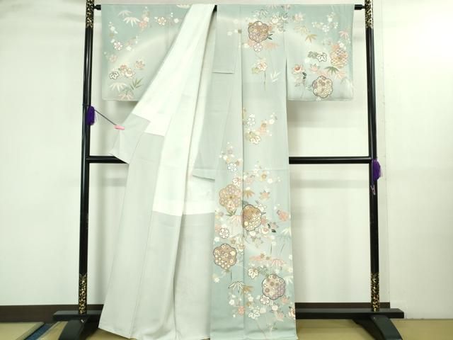 平和屋本店○極上 訪問着 吉澤友禅 駒刺繍 吉祥花文 暈し染め 金彩 鬼