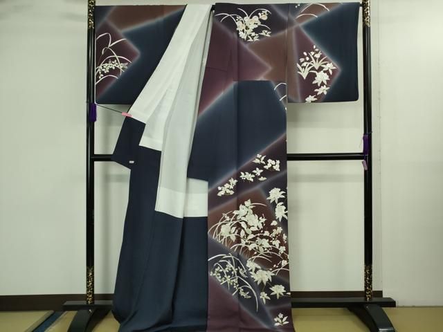 平和屋本店○極上 訪問着 総手刺繍 草花文 暈し染め 金糸 さが美扱い