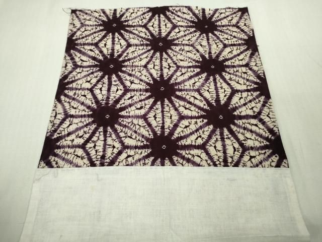 平和屋本店▽極上 岩手の匠 草紫堂 南部絞り 紫根染 紬 単衣 麻の葉 残