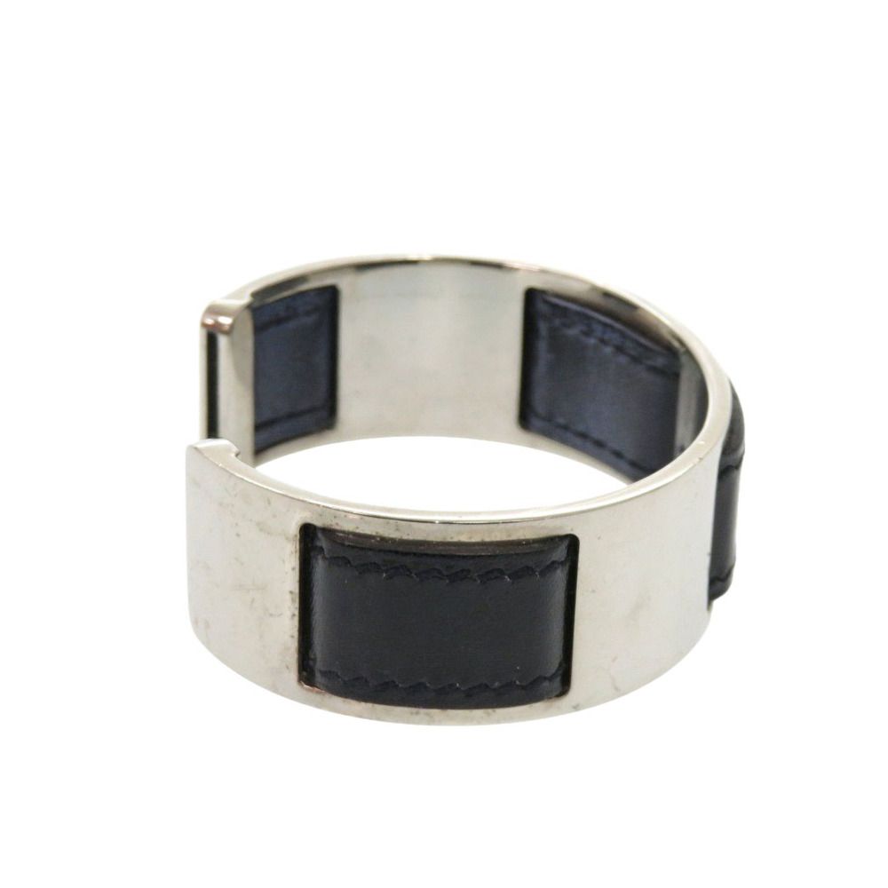 エルメス　バングル　レザー黒　❌シルバーカラー エルメス バングル レザー メタル シルバー ブラック ブレスレット 黒