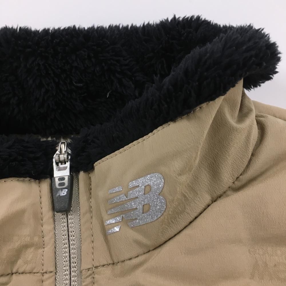 美品】ニューバランスゴルフ ダウンワンピース ベージュ×黒 ロゴ地模様