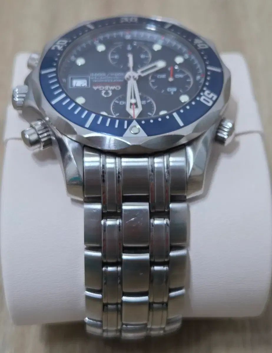  OMEGA オメガ 2世代 シーマスター300 クロノ ブルー 41 5mm ケーブル編み 自動巻き時計 腕時計(アナログ)