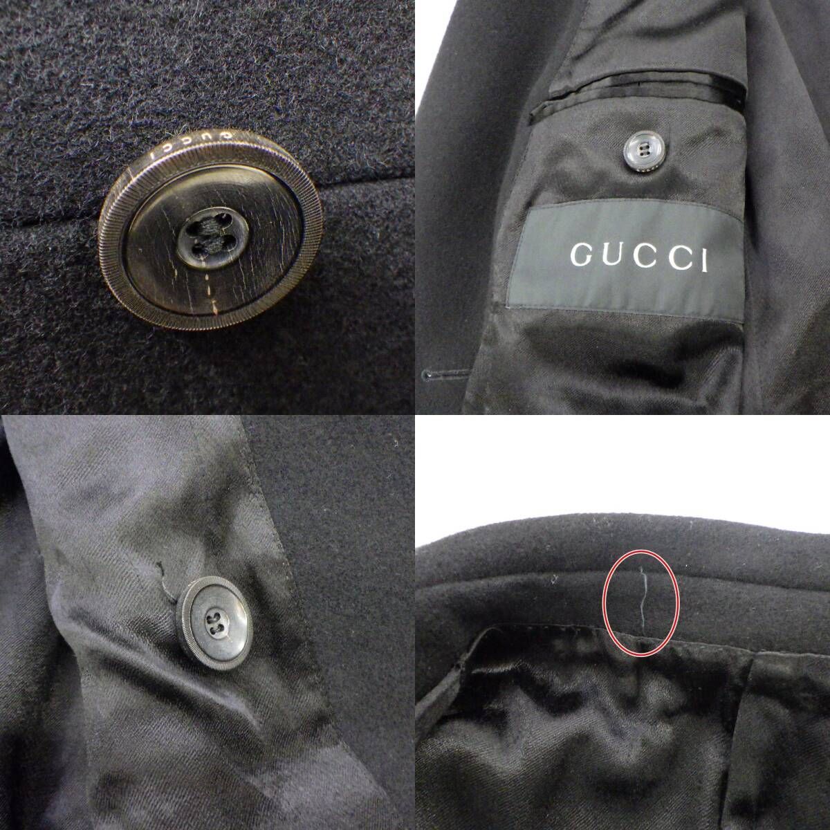 GUCCI グッチ 4827F0 チェスターコート ダブルボタン ベロア袖口 50R
