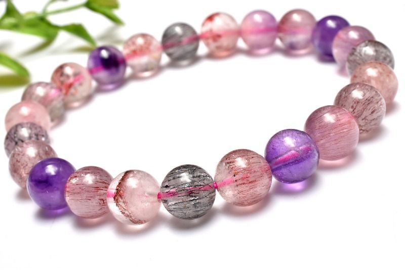 1点物】マルチカラー◇上質 スーパーセブン 8mm ブレスレット