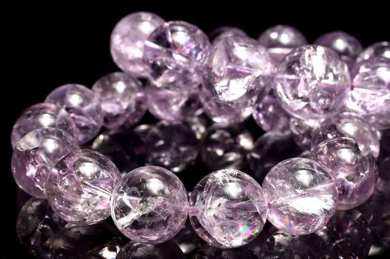 虹入り◇ボリビア産 アメジスト 12.5mm ブレスレット 1個売り