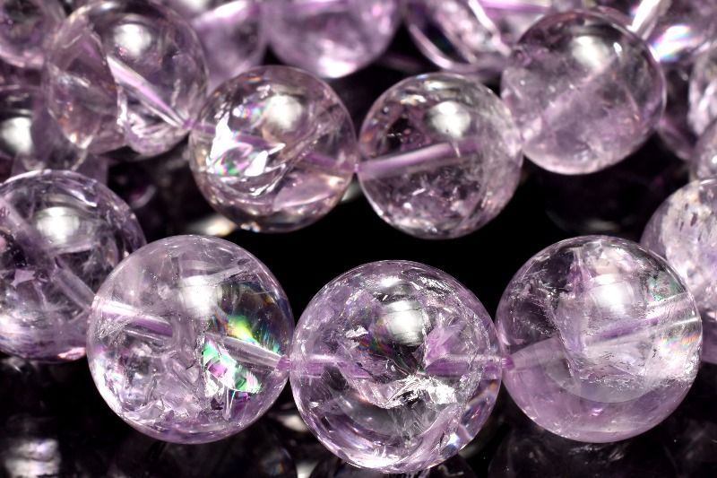 虹入り◇ボリビア産 アメジスト 12.5mm ブレスレット 1個売り
