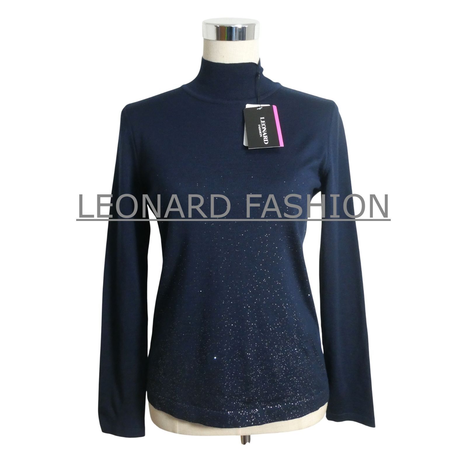 レオナール LEONARD FASHION ネックカットソー ラメ入り LL 新品同様 LEONARD FASHION レオナールファッション サイズ38 ラメ