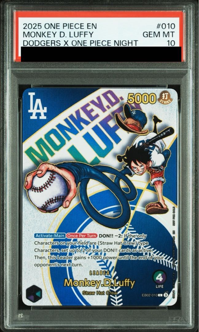 PSA 10 モンキー D ルフィ 英語版 ドジャース PROMO EB 02 010
