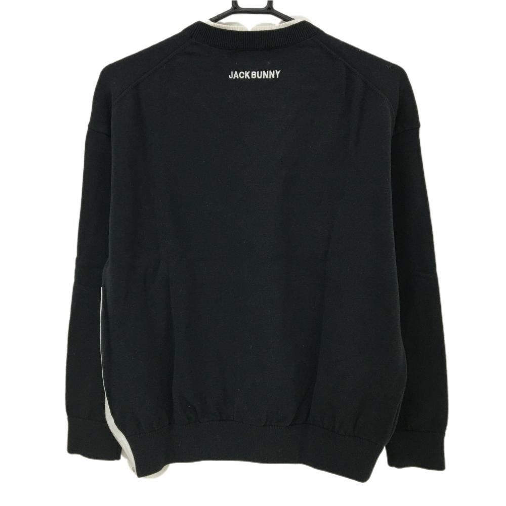 ジャックバニー セーター 黒×白 ロゴ刺しゅう レイヤード風 レディース