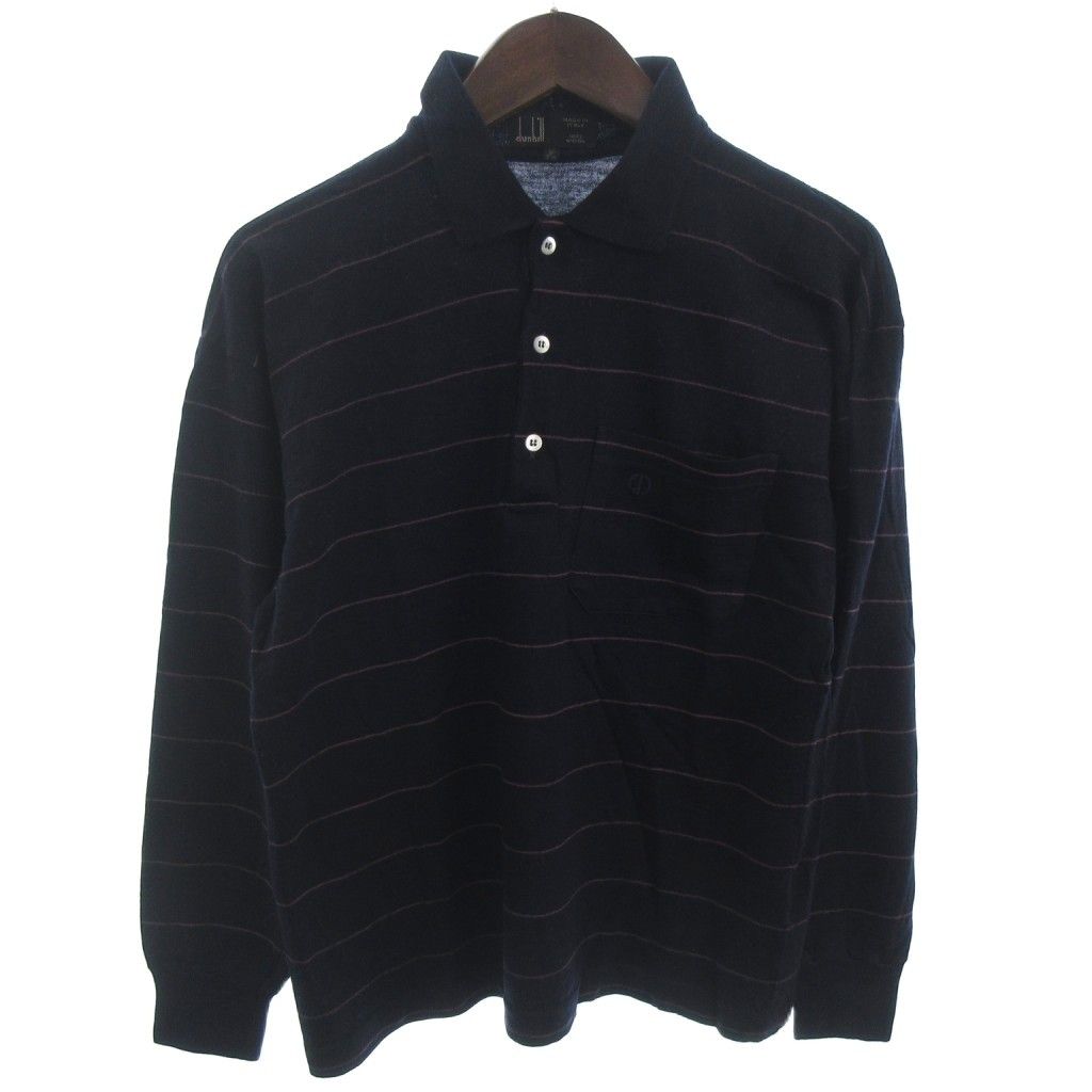 ダンヒル dunhill ポロシャツ 長袖 ウール 100％ XL エンジ dunhill