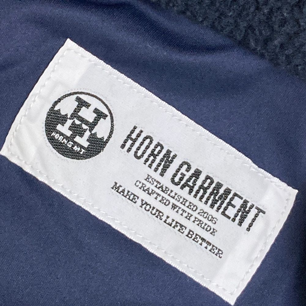 新品未使用★ホーンガーメント・ブランドロゴ総柄 ダウン セットアップ(48) サイズ：L HORN GMT ホーン ガーメント ボア切替 中綿ジャケット 総柄