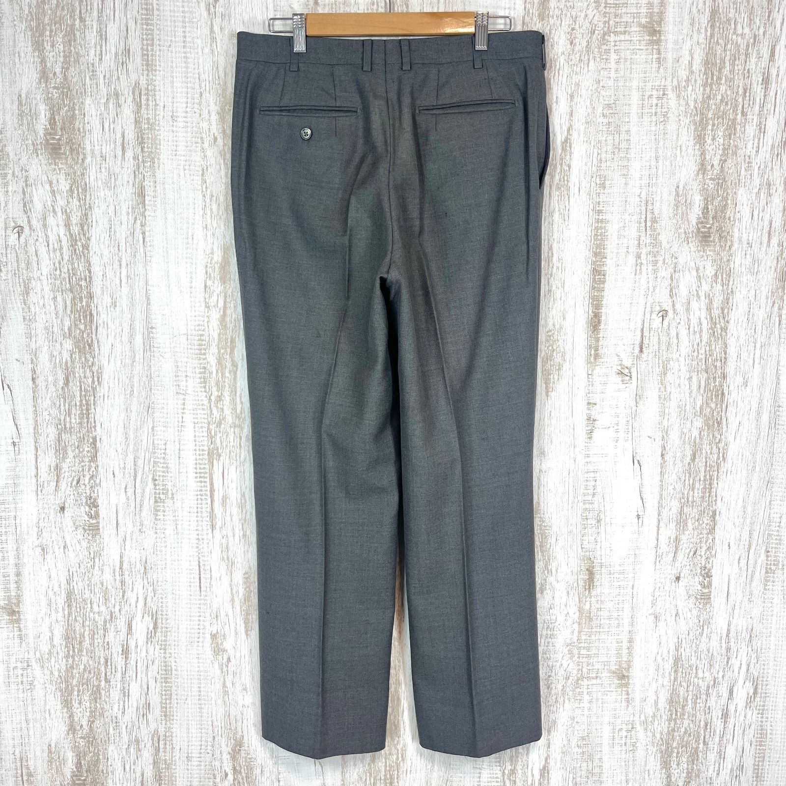 80s BURBERRYS ウールスラックス グレー タック バーバリー Burberrys バーバリーズ センタープレス ウール スラックス パンツ