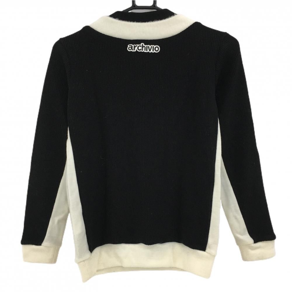 週末セール♪アルチビオ❤️セーター36 美品】アルチビオ セーター 黒×白 ロゴ 重ね着風 ニット レディース 36