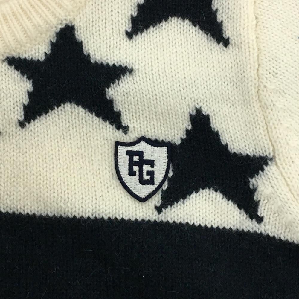 パーリーゲイツ セーター 白×ネイビー ボーダー 上星柄 ウール混