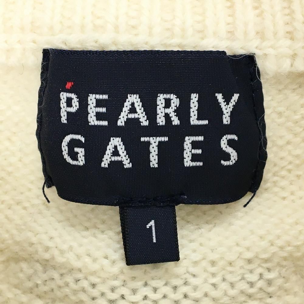 Tomo パーリーゲイツ　セーター　ニット　星柄　ゴルフウェア　アルパカ混 パーリーゲイツ セーター 白×ネイビー ボーダー 上星柄 ウール混