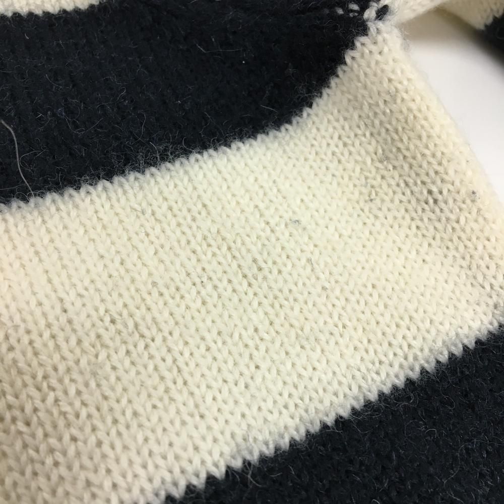 パーリーゲイツ セーター 白×ネイビー ボーダー 上星柄 ウール混