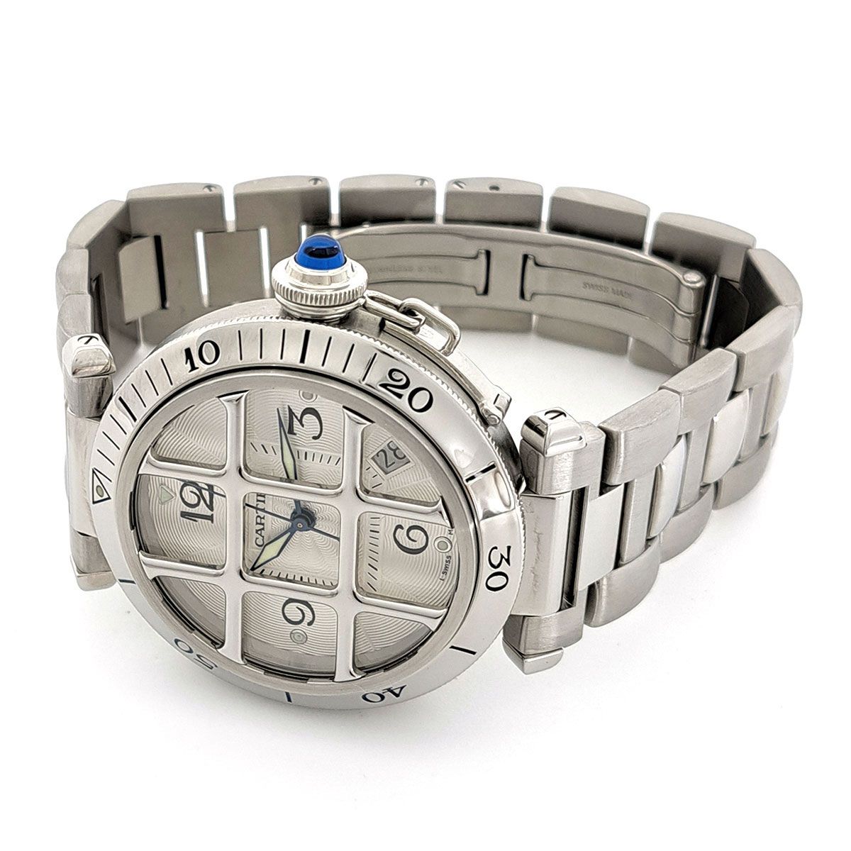  カルティエ パシャ 38 グリッド W31040H3 自動巻き ステンレススティール メンズ CARTIER 時計 ライトアウター 自動巻き時計 腕時計(アナログ)