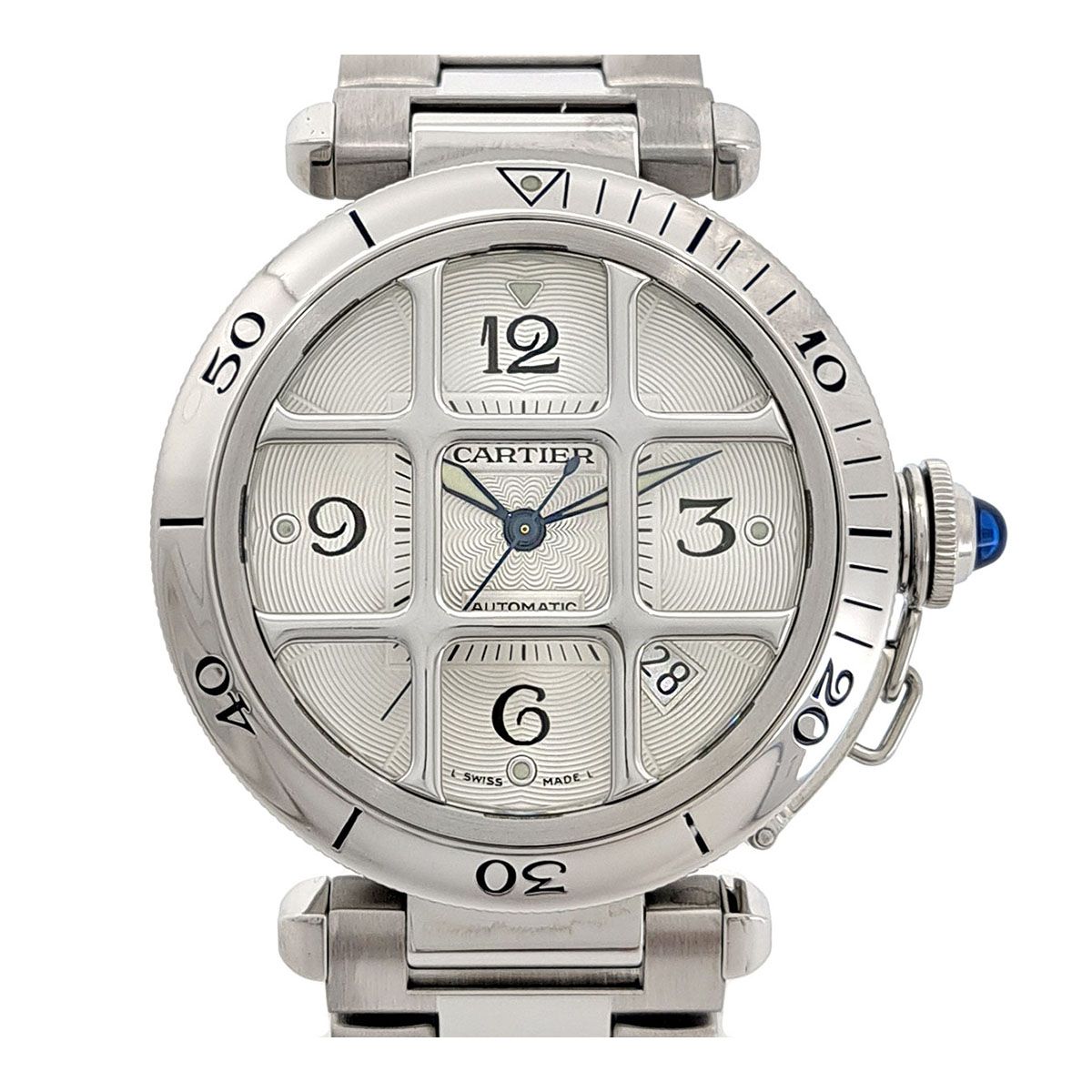 カルティエ パシャ 38 グリッド W31040H3 自動巻き ステンレススティール メンズ CARTIER 時計